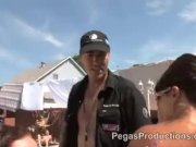 Pool party public threesome 1/16