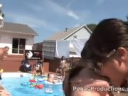 Pool party public threesome 2/16
