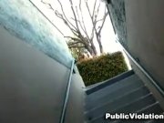 Sexy blonde stairway blowjob 2/16