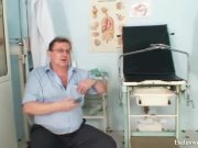 Foxy blond girl Leona vagina gyno checkup 2/16