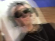 Latex babe sucks cock then rides it 1/16