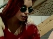 Latex babe sucks cock then rides it 12/16