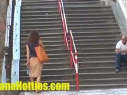 She shows her naked body at the public street 13/16