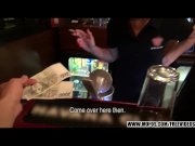 Gorgeous blonde bartender is talked into sex  3/16