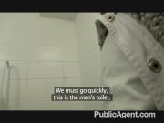 Fucking a brunette in the toilet 16/16