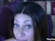 Brunette hottie gets splattered with cum  16/16