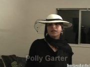 Polly Garter toying her hairy pussy 1/16