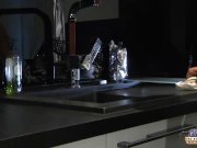 Teeny girl eating an old sausage 2/16