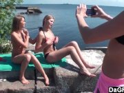 Lesbian teen threesome outdoors  10/16