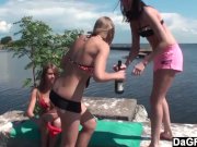Lesbian teen threesome outdoors  3/16