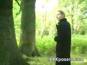 Redhead in boots flashing outdoors 12/16