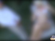 Young blonde milks old stick outdoor 4/16