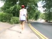 Peeping on a leggy redhead in public 1/16