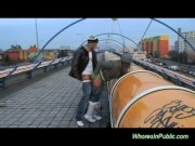 Slut gets pumped on public road