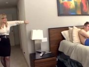 Busy blonde MILF in stockings 3/16