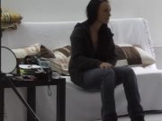 Long-haired brunette in hot backstage clip 1/16