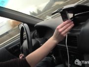 Sexy Lou driving and rubbing her wet pussy 15/16