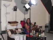 Backstage with sexy chick in pink dress 1/16