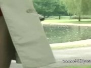Nervous blonde milf flashing in the park 12/16