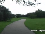 English milf persuaded to flash outdoors 15/16