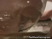 Petite babe pissed on the bowl and drink her  14/16