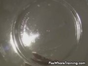 Petite babe pissed on the bowl and drink her  8/16