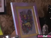 Gorgeous hairy lesbian licked on the bed 5/16