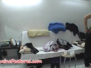 Natural teen shows her body in backstage