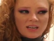 Redhead has sex in leather and fishnet 15/16