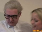 CFNM femdom blonde jerks off old dude 5/16