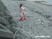 Giant road cone fuck at a public beach 6/16