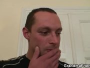 Horny granny takes two cocks at once