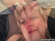 Horny granny takes two cocks at once 7/16