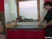 Cheating sex at kitchen with mother-in-law 1/16