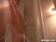 Very hot naked chick teasing in shower 15/16