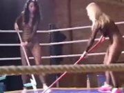 Babes in catsuits catfighting in a ring box 1/16