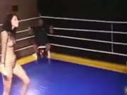 Babes in catsuits catfighting in a ring box 3/16