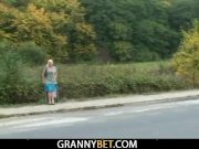 Stranger nails her old hairy snatch 1/16