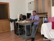 Granny takes two cocks at job interview 2/16