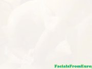 Blonde facial loving skank facialized 12/16