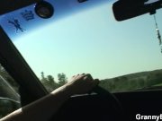 Old bitch gets nailed in the car by a strange 4/16