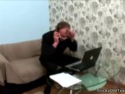 Blonde sexy young bitch fucks an old chap 1/16