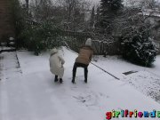 Girlfriends play outside before pussy eating 2/16