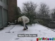 Girlfriends play outside before pussy eating 3/16