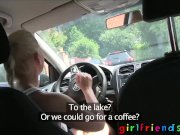 Girlfriends Lesbian threesome on car backseat 1/16