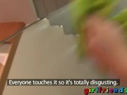 Girlfriends ditch cleaning eat shaved pussy 1/16