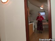 Two repairmen fuck busty grandma 3/16