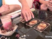 Skinny granny takes it from behind 7/16