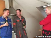 Nasty oldie takes two hard dicks 4/16