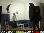 Old fatty takes two dicks after photosession 2/16